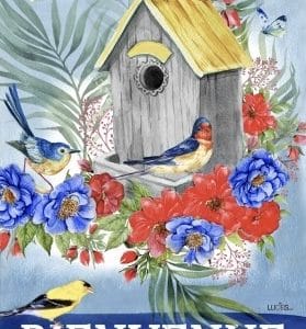 drapeau jardin bienvenue oiseau